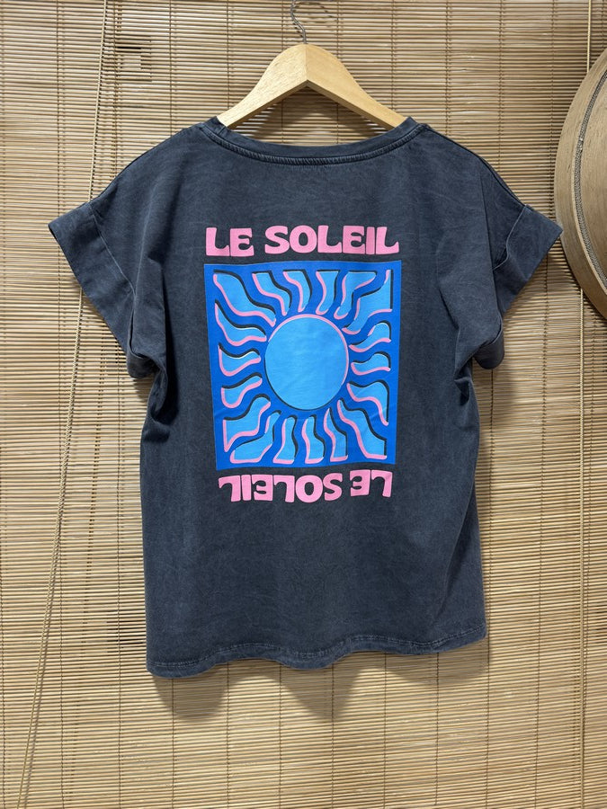T-shirt anthracite LE SOLEIL bleu
