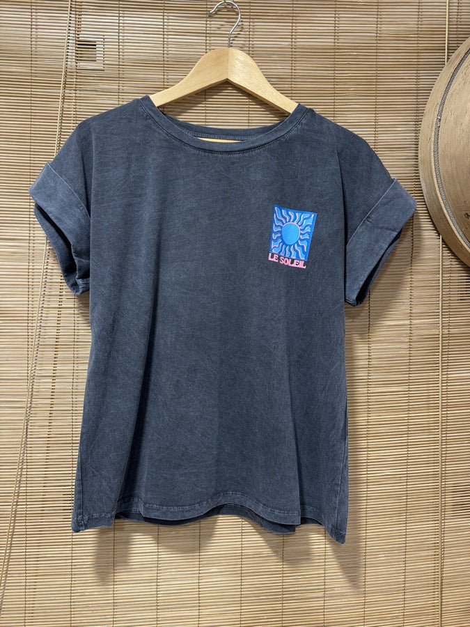 T-shirt anthracite LE SOLEIL bleu