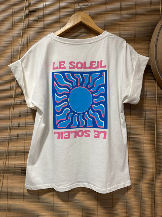 T-shirt blanc LE SOLEIL bleu