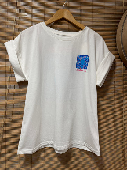T-shirt blanc LE SOLEIL bleu