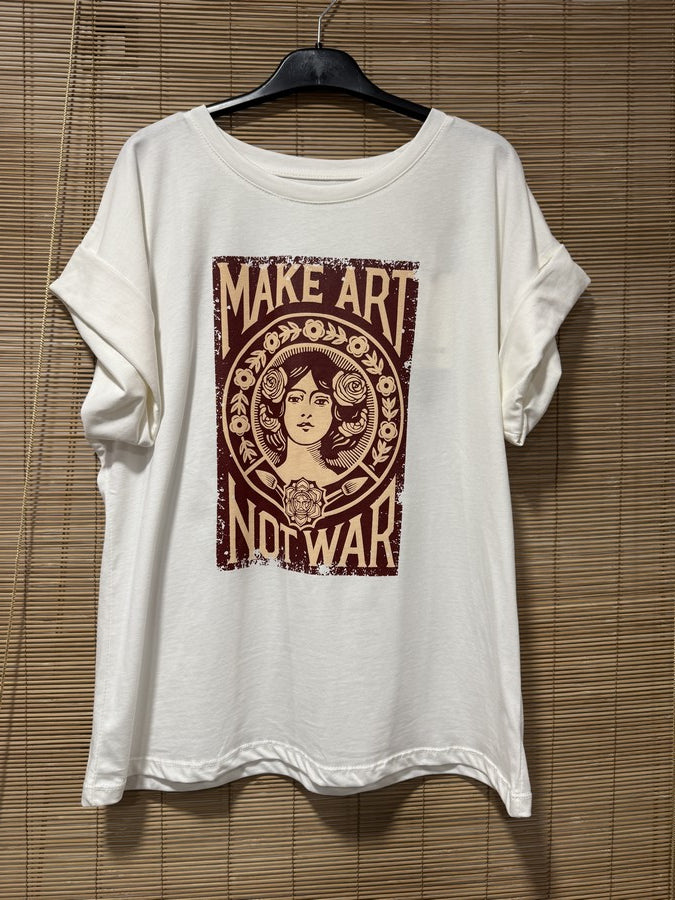 T-shirt blanc MAKE ART NOT WAR