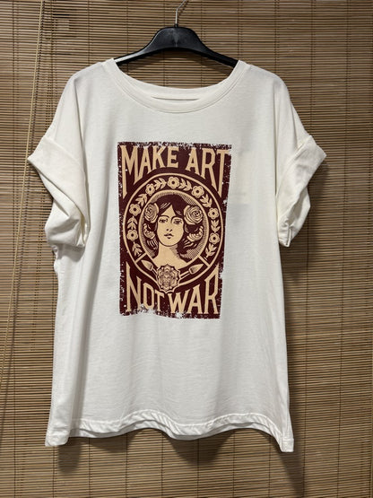 T-shirt blanc MAKE ART NOT WAR