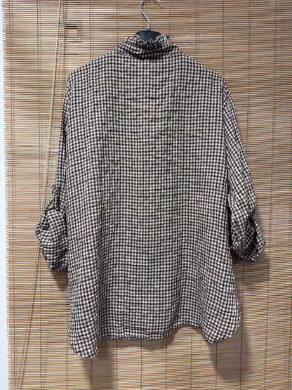 Chemise à petits carreaux kaki/rouille