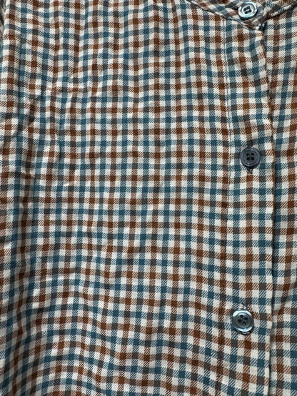 Chemise à petits carreaux bleu canard/rouille