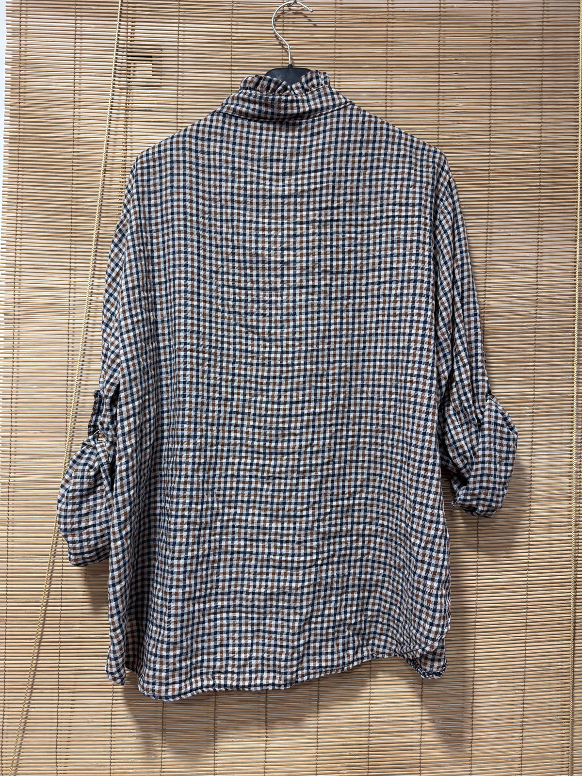 Chemise à petits carreaux bleu marine/rouille