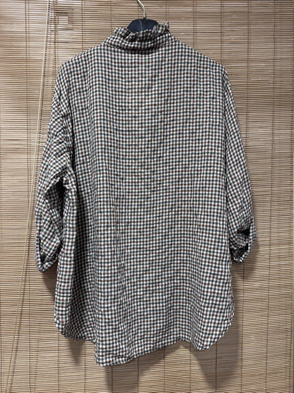 Chemise à petits carreaux gris/rouille