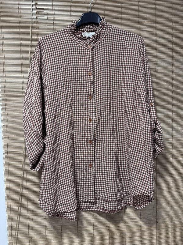 Chemise à petits carreaux bordeaux/rouille