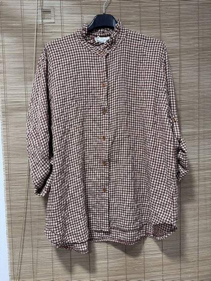 Chemise à petits carreaux bordeaux/rouille