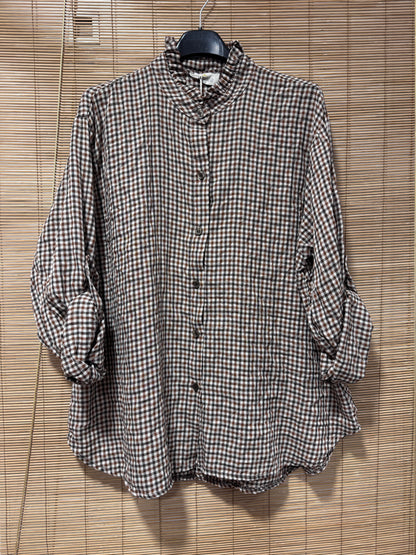 Chemise à petits carreaux kaki/rouille