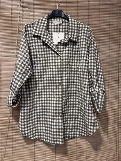 Chemise vichy vert olive
