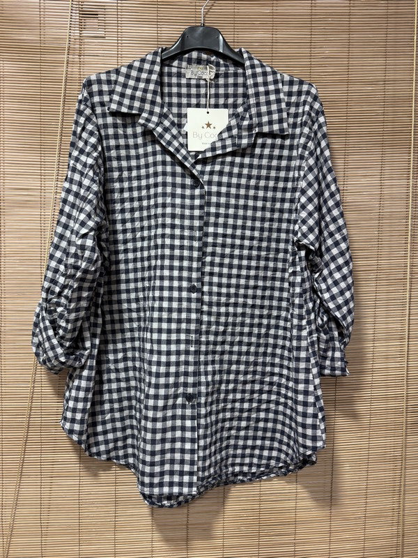 Chemise vichy bleu marine