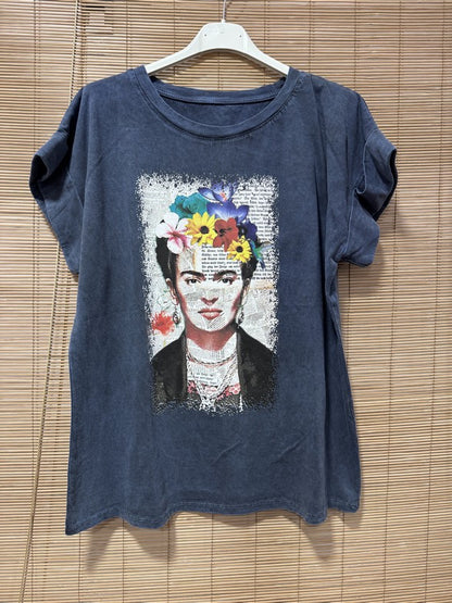 T-shirt anthracite FRIDA KHALO