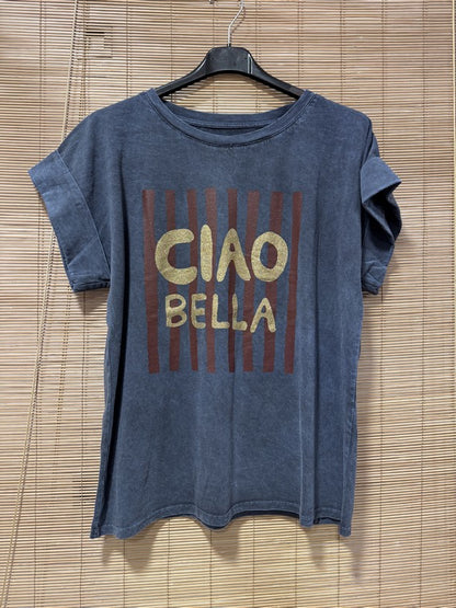 T-shirt anthracite CIAO BELLA bordeaux