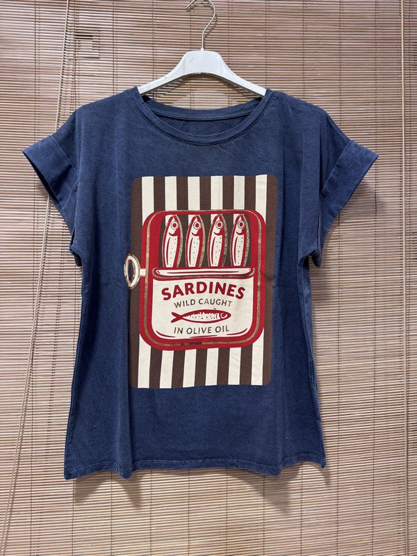 T-shirt anthracite SARDINES marron/beige