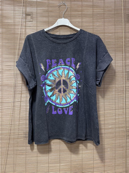T-shirt anthracite PEACE violet