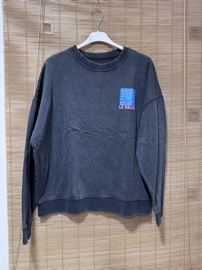 Sweat anthracite LE SOLEIL bleu/rose