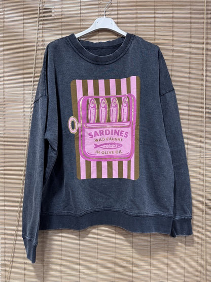 Sweat anthracite SARDINES rose/marron