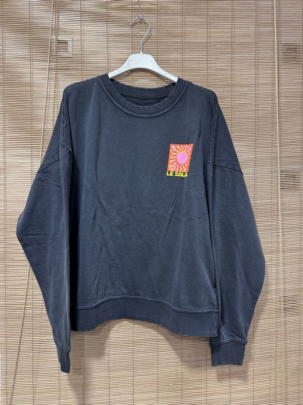 Sweat anthracite LE SOLEIL jaune/orange
