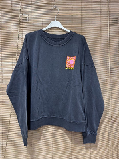 Sweat anthracite LE SOLEIL jaune/orange