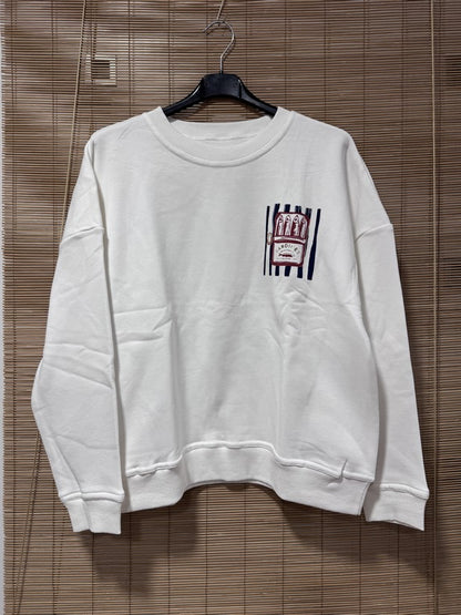 Sweat blanc SARDINES bleu marine