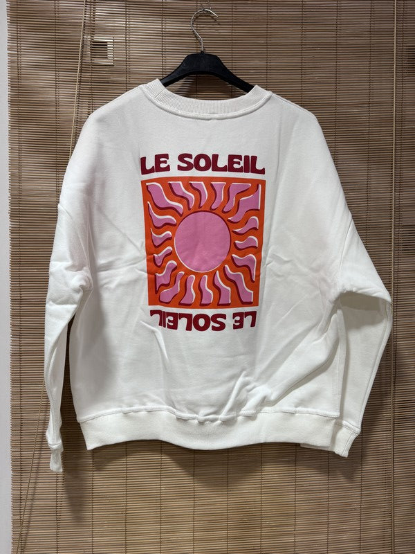 Sweat blanc LE SOLEIL rouge
