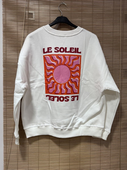 Sweat blanc LE SOLEIL rouge