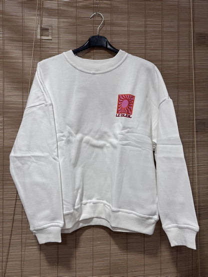 Sweat blanc LE SOLEIL rouge