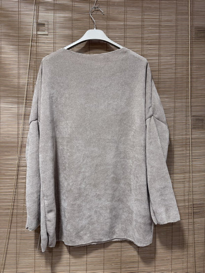 Sweat velours Bohème col V sable