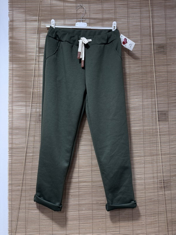 Pantalon souple et soyeux kaki