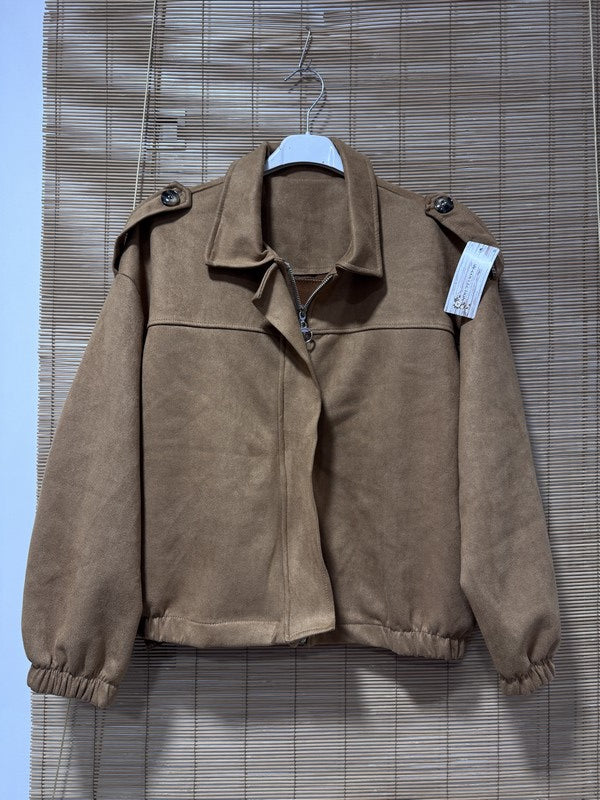Blouson bombers suédine camel