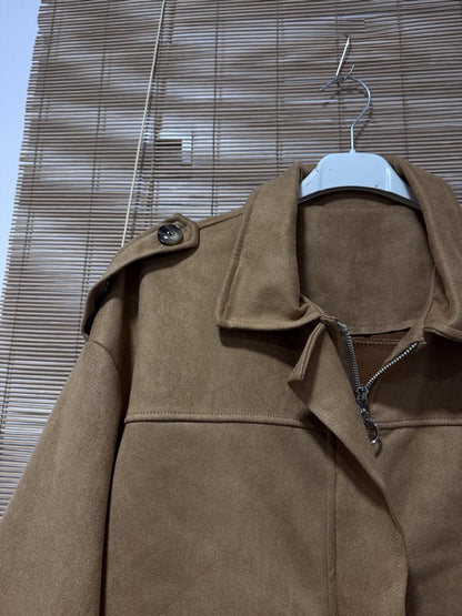 Blouson bombers suédine camel