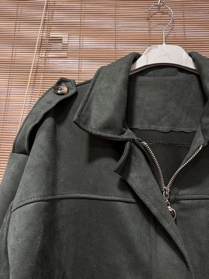 Blouson bombers suédine kaki