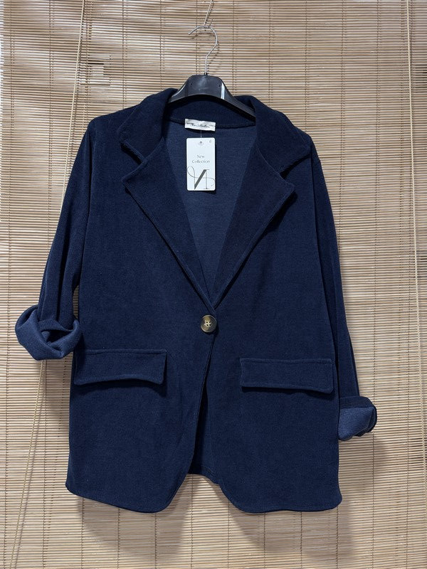 Blazer velours bleu marine