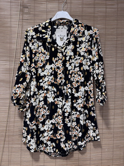 Chemise fluide fleurie noire