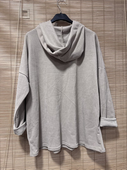 Sweat à capuche velours piqué cordon léopard sable