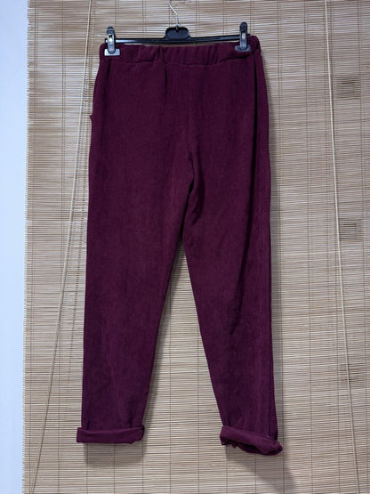 Pantalon velours léopard bordeaux