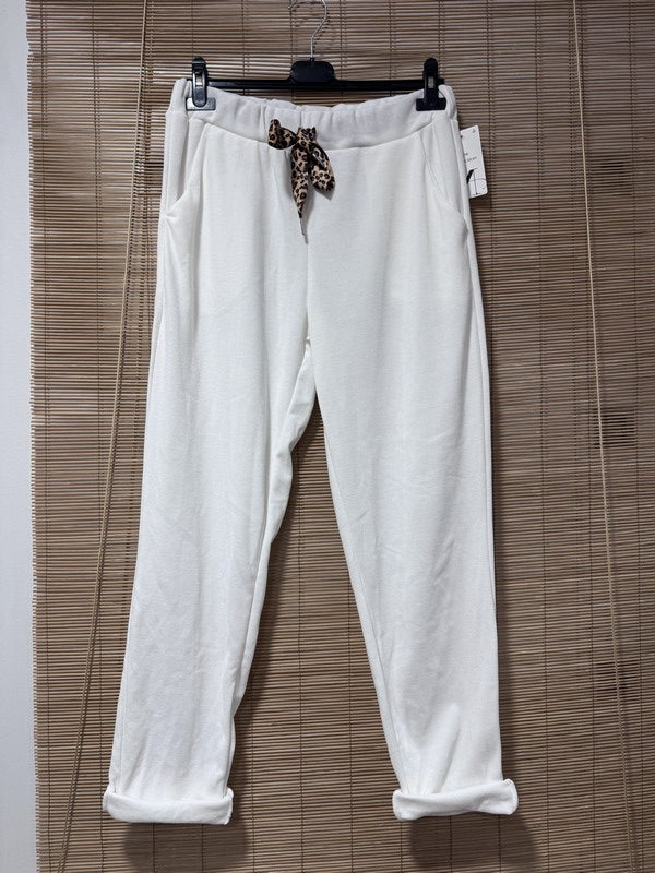Pantalon velours léopard blanc