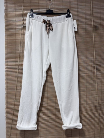 Pantalon velours léopard blanc