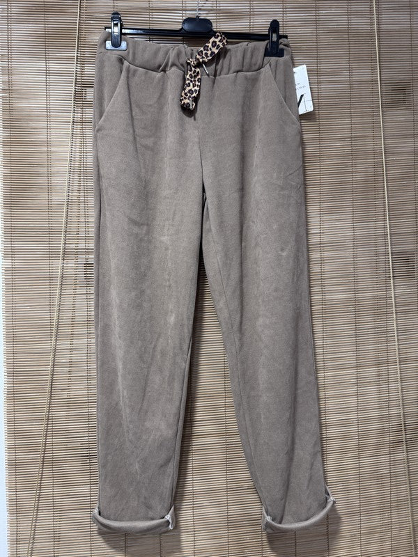 Pantalon velours léopard taupe