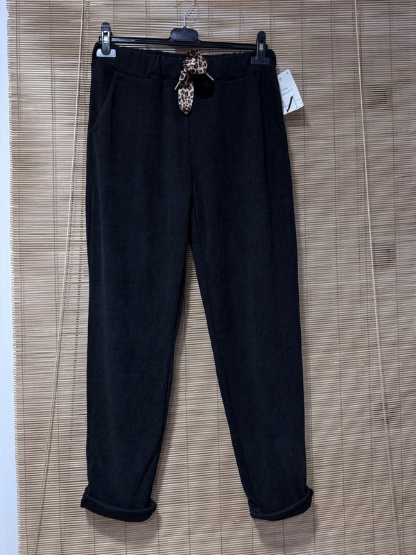 Pantalon velours léopard noir