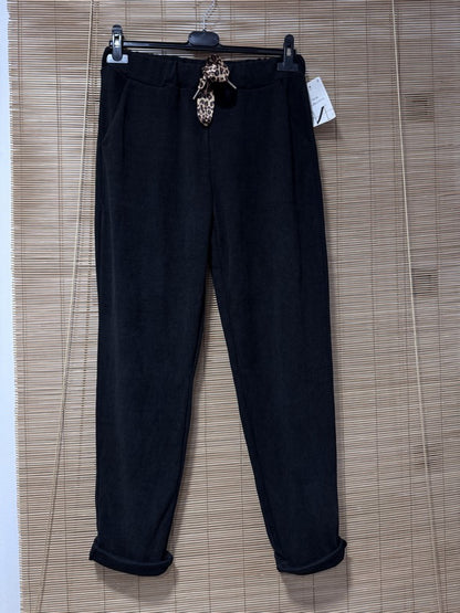 Pantalon velours léopard noir