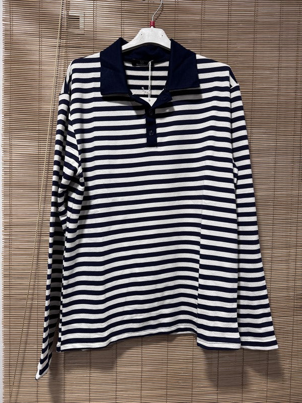 Pull fin rayé NINO bleu marine du M au 3XL