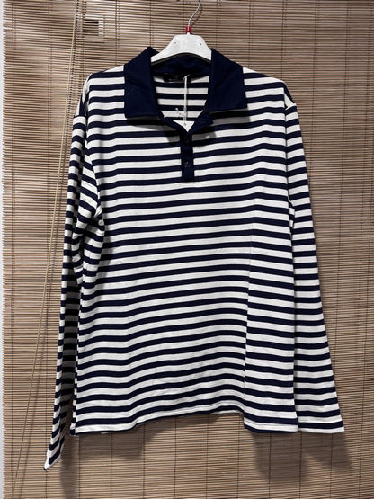 Pull fin rayé NINO bleu marine du M au 3XL