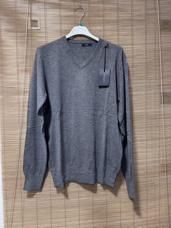 Pull fin MATHIAS col V gris du S au 3XL