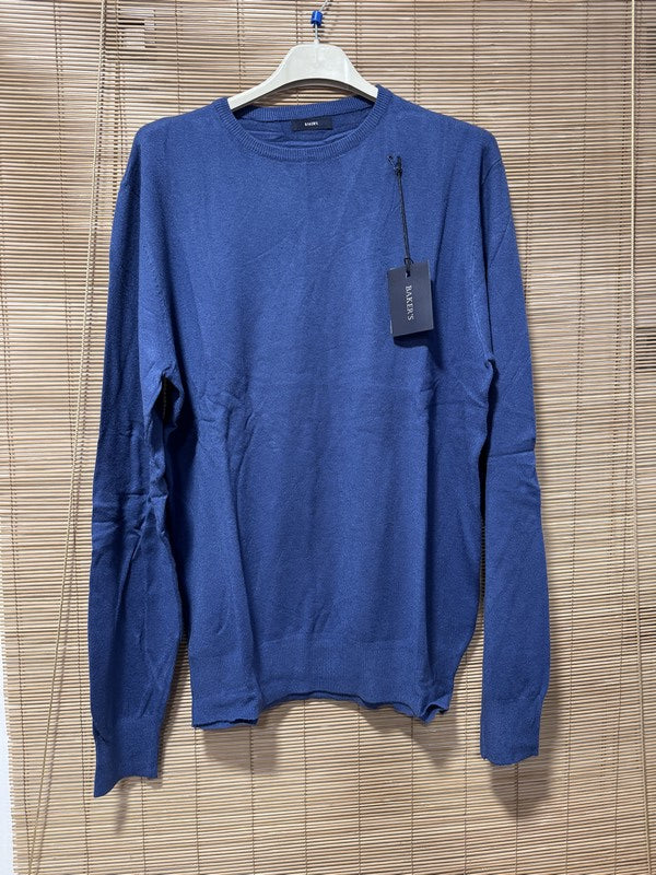 Pull fin MATHIAS col rond bleu jean du S au 3XL