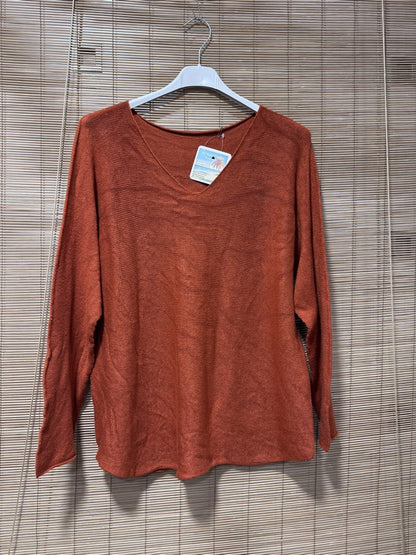 Pull col V ELLEN rouille