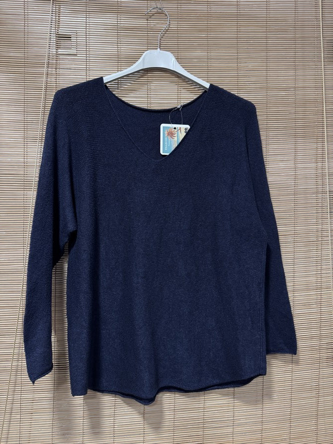 Pull col V ELLEN bleu marine