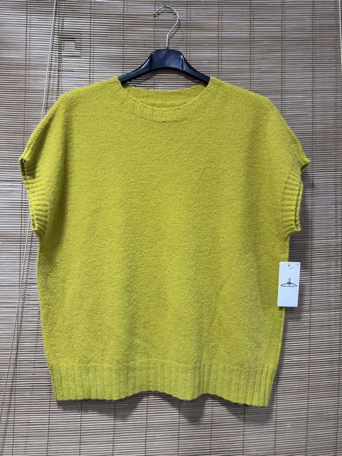 Pull débardeur col rond jaune