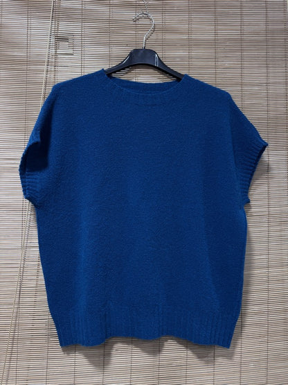 Pull débardeur col rond bleu canard