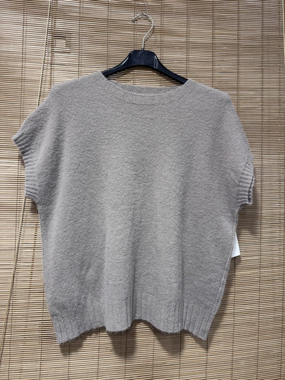 Pull débardeur col rond taupe